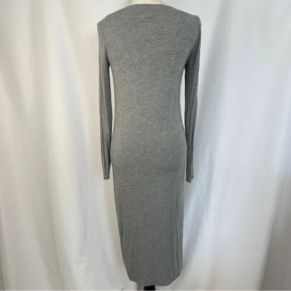 BCBG Maxazria Twist Front Midi Long Sleeve Dress Womens‎ Size XXS Heather Gray - Picture 10 of 16